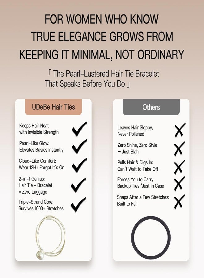 UDeBe Cute Hair Ties with Faux Pearl, 3X Stronger Brown Elastic Ties Hair Accessories with Secure Gentle Hold - Image 5