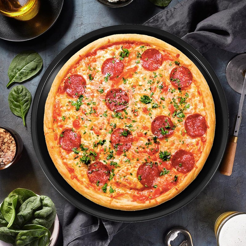 5pcs round Stainless Steel Pizza Pan Set with Perforated Design and Nonstick Surface, Oven Baking Tray for Crispy Pizza, Sturdy Drainage Bakeware for Home Kitchen Use - Image 4