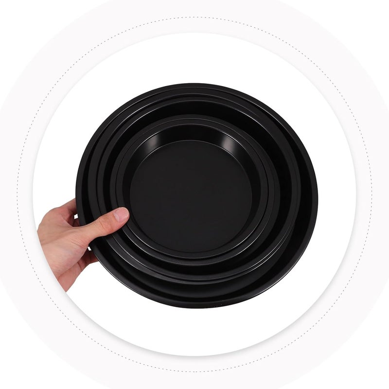 5pcs round Stainless Steel Pizza Pan Set with Perforated Design and Nonstick Surface, Oven Baking Tray for Crispy Pizza, Sturdy Drainage Bakeware for Home Kitchen Use - Image 3