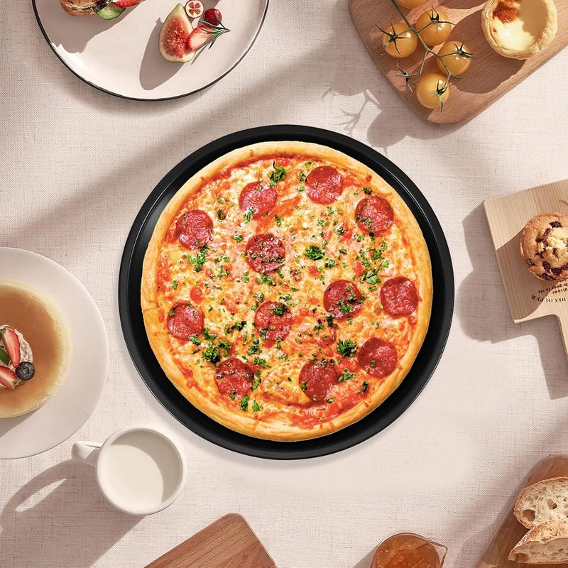 5pcs round Stainless Steel Pizza Pan Set with Perforated Design and Nonstick Surface, Oven Baking Tray for Crispy Pizza, Sturdy Drainage Bakeware for Home Kitchen Use - Image 5