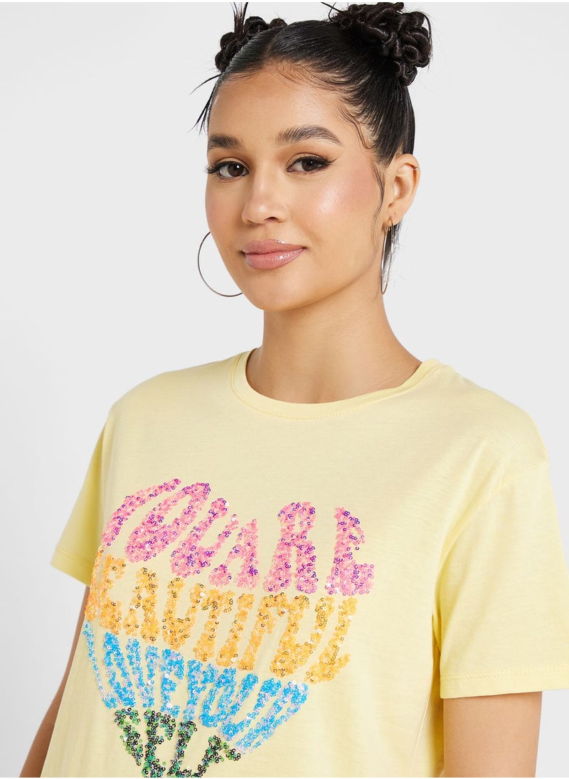 Ginger - Embellished Graphic Detail T-Shirt - Image 1