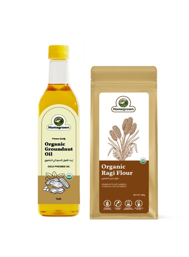 HG Organic Groundnut Oil + HG Organic Ragi Flour ( Finger Millet ) ( 2 Pack  )