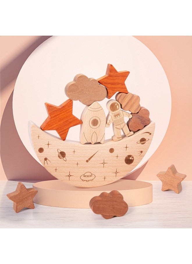 Early Childhood Education Moon Balance Building Blocks Assembling Game Stacked High Animal Balance Assembling Building Blocks Marine Animals-Specifications:QZM-yellow Moon Balance