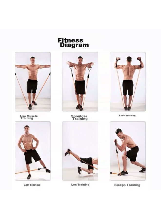 Dweck Duweike 15-piece Resistance Band Set, 150 Lbs Elastic Rope Fitness Equipment, Home-use Resistance Band, Chest And Back Muscle Training, For Men's Strength - Image 5