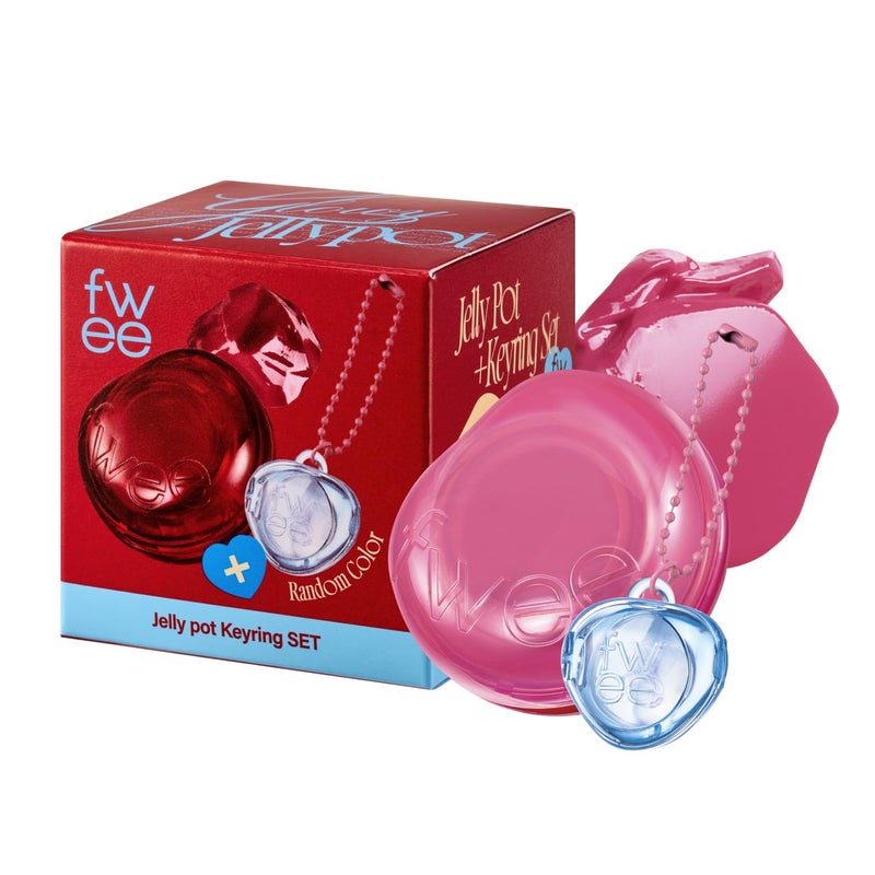 fwee طقم جلي براق + سلسلة مفاتيح | لون شفاه وبلوش جلي رطب، بلسم جلي ملون، لمسة رطبة قابلة للبناء – لولي (وردي حلو) | 0.14 أونصة - Image 1
