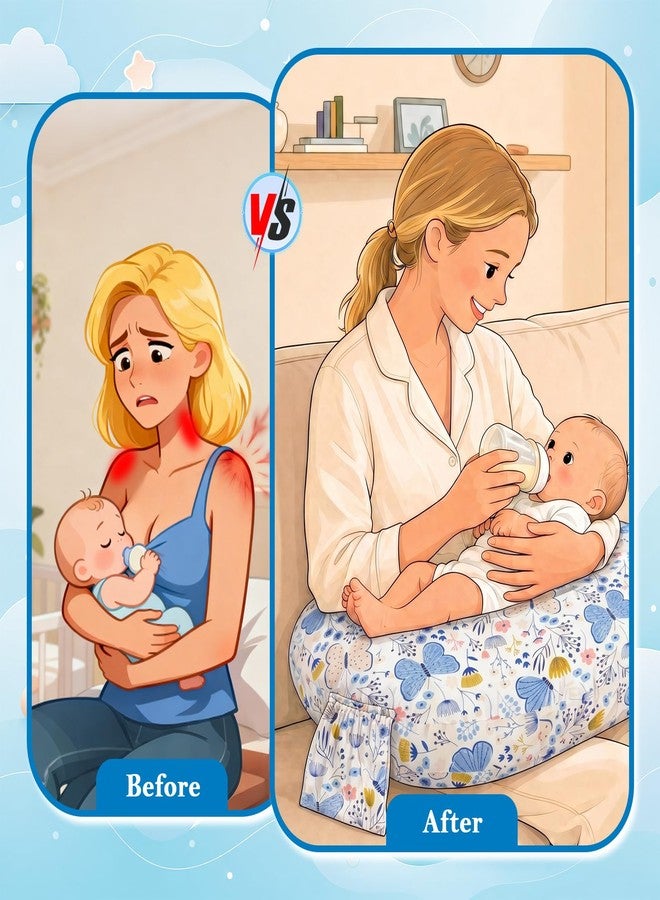 LLCJYYCY Nursing Pillow & Breastfeeding Pillow with Safety Buckle - Upgraded Design for Breastfeeding & Bottle Feeding, Large Size for Tummy Time & Sitting Support, Breathable Washable Cover (0-12Months) - Image 4