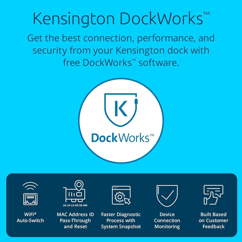 Kensington Kensington SD4850P USBC Docking Station for Dell HP Lenovo Surface PixelBook Pixel Slate Dual 4K Video 100W PD K34115NA - Image 4