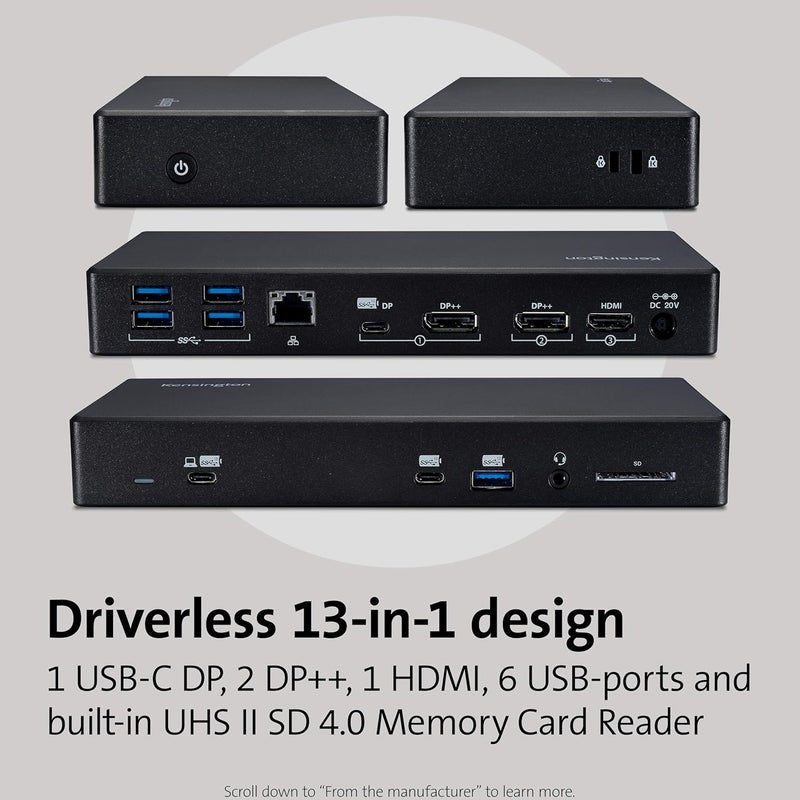 Kensington Kensington SD4850P USBC Docking Station for Dell HP Lenovo Surface PixelBook Pixel Slate Dual 4K Video 100W PD K34115NA - Image 2