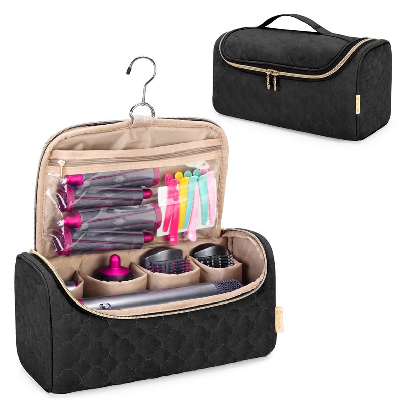 Yarwo Travel Case Compatible for Dyson Airwrap Complete Styler All Models and Attachments, Portable Storage Bag with Hanging Hook for Hair Curler Accessories, Black (Patented Design) - Image 1