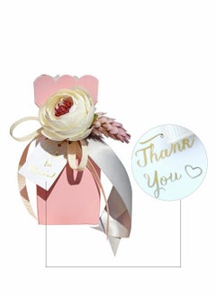 Y&D Favor Boxes, 20Pcs DIY Wedding Favors Candy Boxes with Ribbon and Flower for Wedding, Birthday Party, Engagement, Bridal Shower Princess Pink  - Image 2