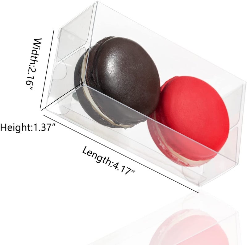 SLShePack 100PCS Clear Macaron Boxes for 2, Chocolate Covered Orec Boxes Favor Boxes Treat Boxes Pastry Boxes for Christmas Party Birthday Wedding(4.17" x 2.17" x 1.38") - Image 3