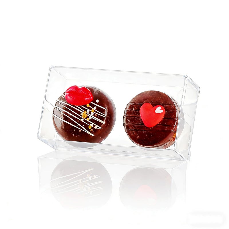 SLShePack 100PCS Clear Macaron Boxes for 2, Chocolate Covered Orec Boxes Favor Boxes Treat Boxes Pastry Boxes for Christmas Party Birthday Wedding(4.17" x 2.17" x 1.38") - Image 1