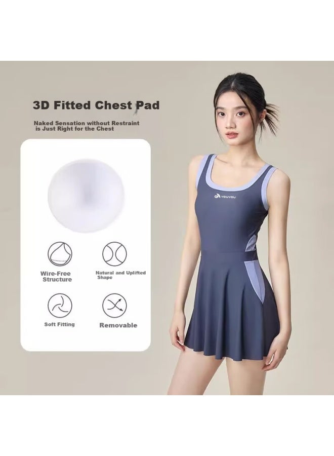 F.dyraa Women's Slimming Swimsuit One-piece Dress For Swimming Pool And Hot Springs, Sun Protection Spaghetti Strap Swimwear Three-piece Set 15193 Black 2XL - Image 5