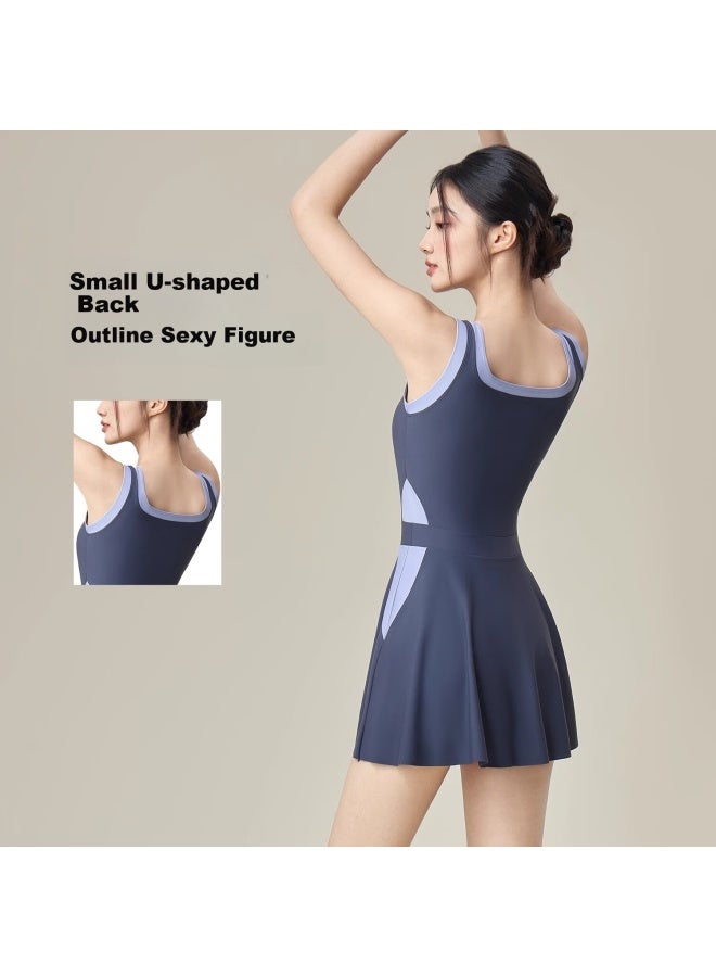 F.dyraa Women's Slimming Swimsuit One-piece Dress For Swimming Pool And Hot Springs, Sun Protection Spaghetti Strap Swimwear Three-piece Set 15193 Black 2XL - Image 2