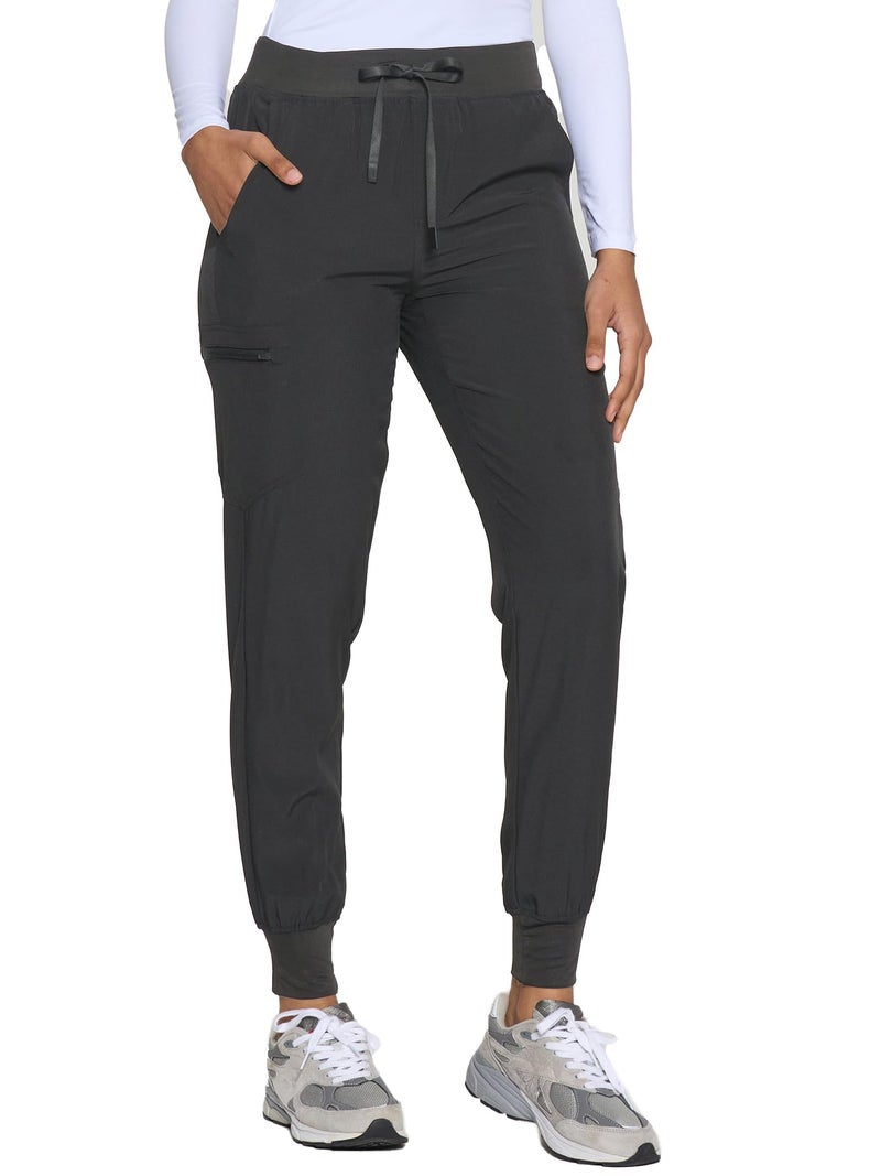 COZYFIT Womens Scrub Pants - Soft Stretch Yoga Style with 5 Pockets, Slim Fit Jogger Scrubs Pants for Women Dark Grey - Image 4