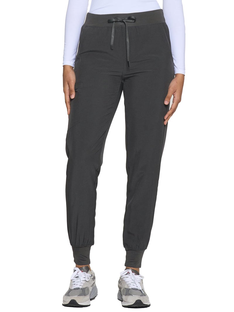 COZYFIT Womens Scrub Pants - Soft Stretch Yoga Style with 5 Pockets, Slim Fit Jogger Scrubs Pants for Women Dark Grey - Image 2