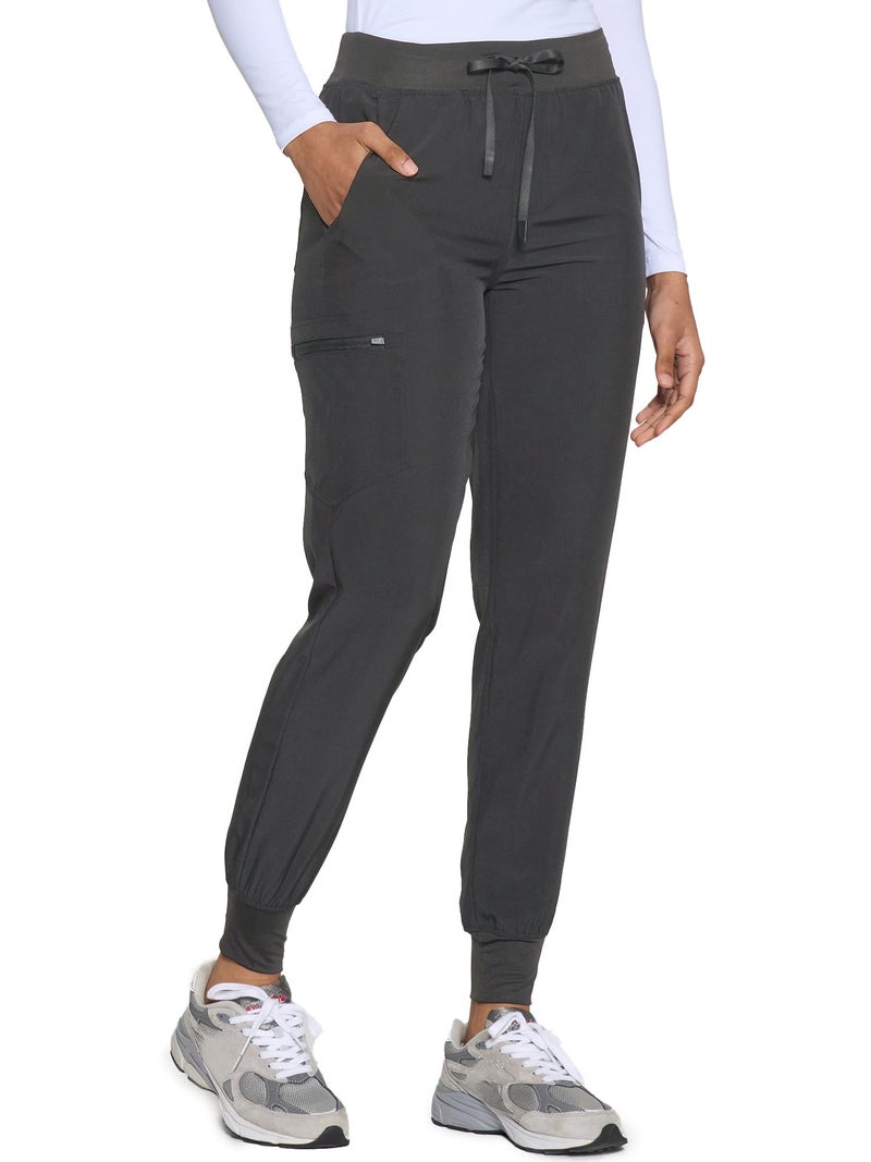 COZYFIT Womens Scrub Pants - Soft Stretch Yoga Style with 5 Pockets, Slim Fit Jogger Scrubs Pants for Women Dark Grey - Image 1