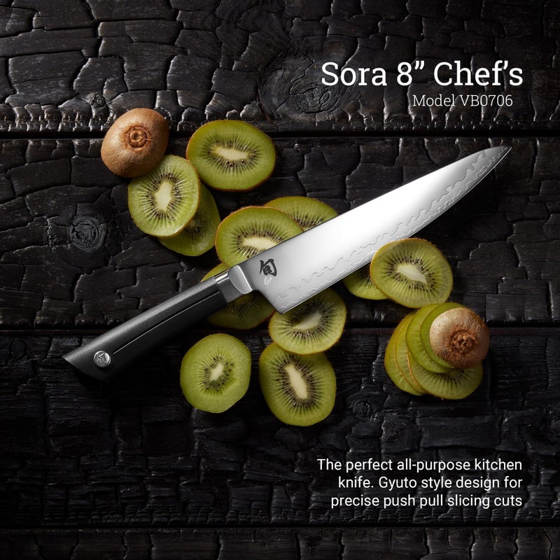 Shun Sora 8" Chef's Knife, Handcrafted Japanese Kitchen Knife, VG10 Steel Edge and 420J Stainless Steel Blade, Balanced Handle, Gyuto-Style Chef Tool for Professional and Home Chefs - Image 2