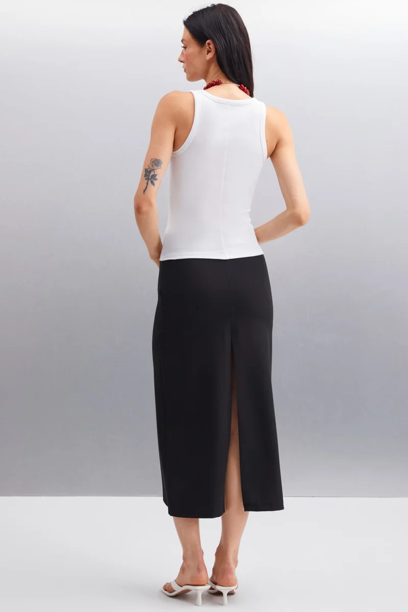 GRIMELANGE Marinette Women's Regular Black - White Tank Top