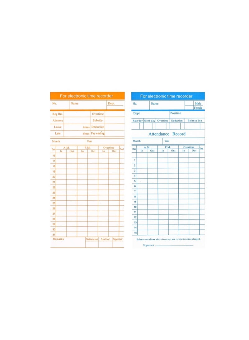 كالون 100 بطاقة حضور وانصراف، بطاقات حضور وانصراف شهرية، مسجل رواتب، بطاقات حضور وانصراف - Image 2