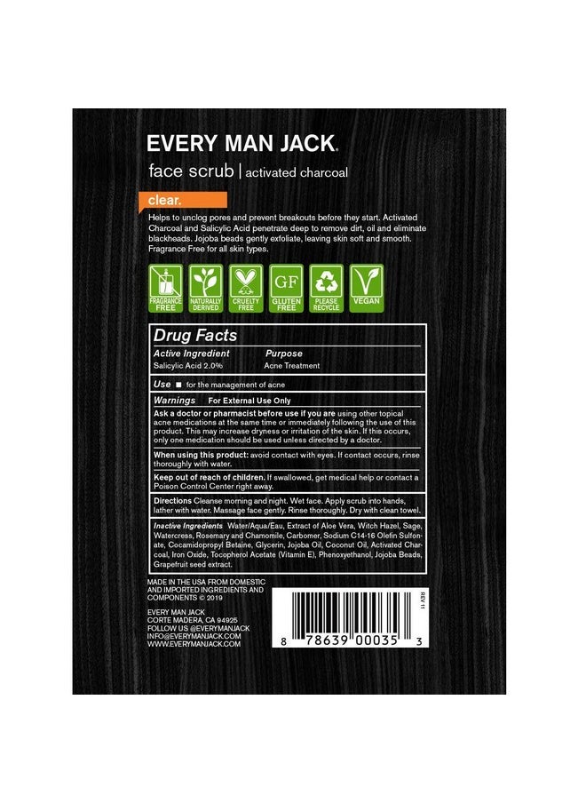Every Man Jack - Skin Clearing Face Scrub Fragrance Free 4.2 Fl Oz - Image 1