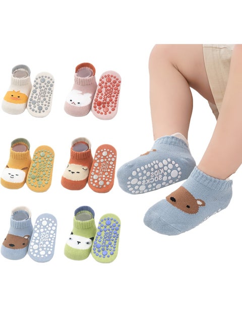 6 Pairs Baby Non Slip Socks - Cute & Funny Gender Neutral Baby Shower Gift Multicolour（Style 3）