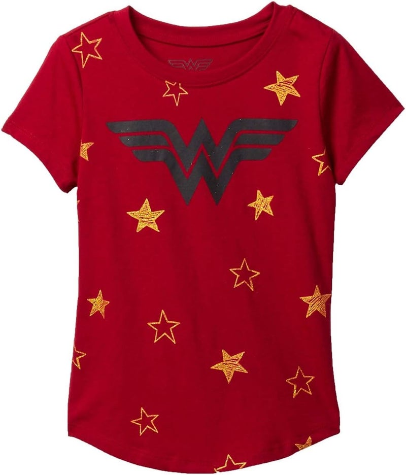 DC Comics Girls T-Shirt Wonder Woman Logo & Stars Print - Image 1