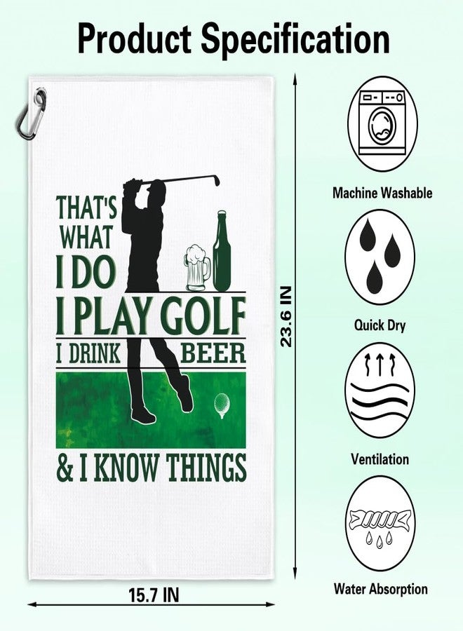 Msticey That's What I Do I Play Golf Funny Printed Microfiber Golf Towel with Clip, Golf Gifts for Golf Dad Mom Grandpa, Golfer Father's Day Birthday Gifts, Golf Accessories for Men Husband Boyfriend - Image 2