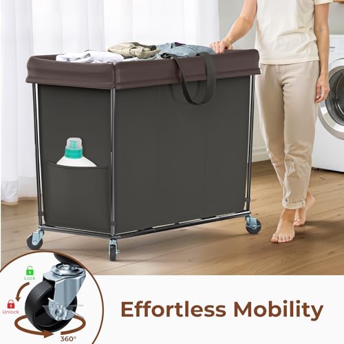 Mefirt 320L Laundry Hamper with Wheels, 3 Section Large Rolling Laundry Basket Bag with Wheels, Clothes Hamper Cart for Laundry, Bedroom, Bathroom and Dorm - Image 4