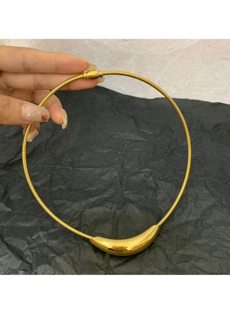 لاكجيريا قلادة بحبل مجوف ملتوية باللون الأصفر عيار 18 قيراط على الموضة في دبي مطلي بالذهب طقم قلادات وقلادات للنساء - Image 2