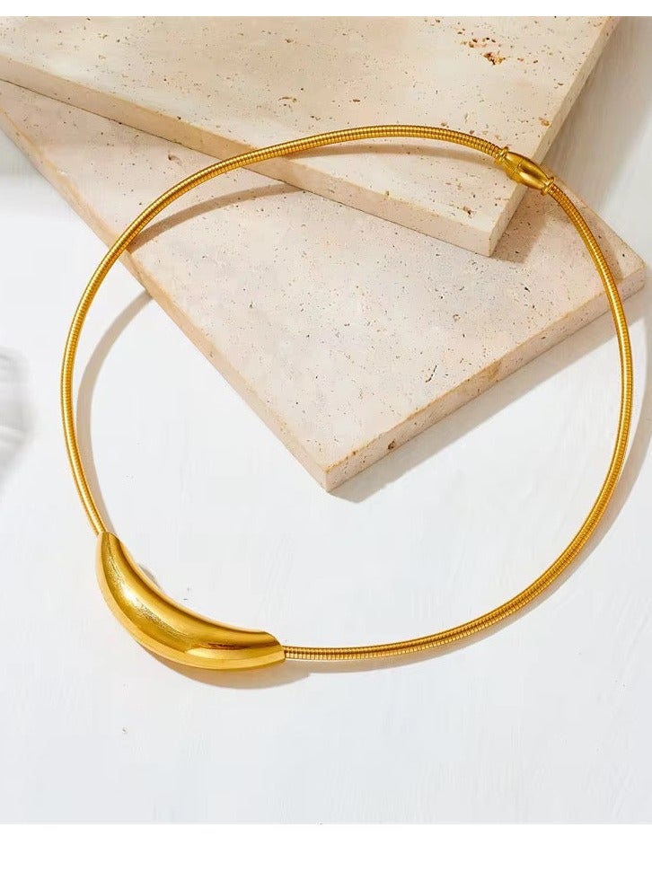 لاكجيريا قلادة بحبل مجوف ملتوية باللون الأصفر عيار 18 قيراط على الموضة في دبي مطلي بالذهب طقم قلادات وقلادات للنساء - Image 1