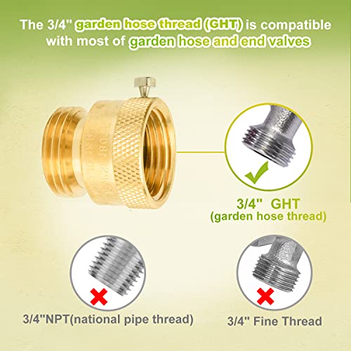 SUNGATOR 6-Pack Vacuum Breakers, 3/4'' Anti Siphon Valve Outside Faucet, 3/4 Inch GHT Hose Bib Backflow Preventer for Outdoor Faucet, Brass 3/4'' Hose Bib Anti-Backflow Vacuum Breakers for Garden Hose - Image 2