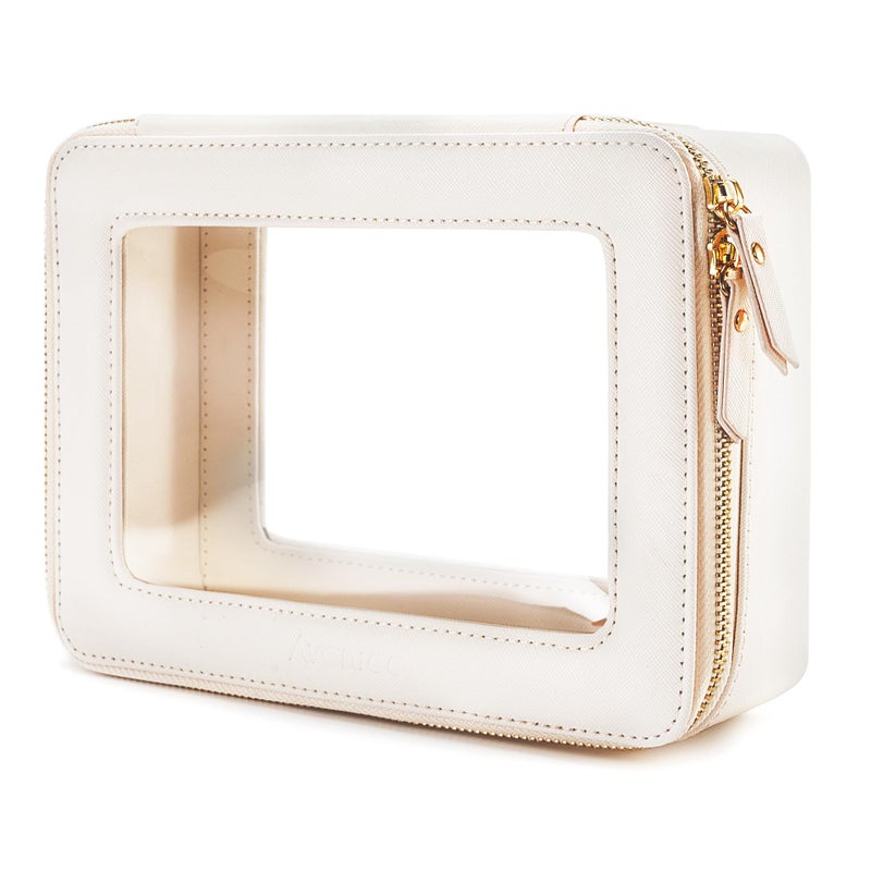 Aveniee Clear Makeup Bag Organizer,Large Travel Toiletry Bag for Women, Waterproof Cosmetic Pouch with Zippers,Car Organizers and Storage Case for Accessories,White - Image 1