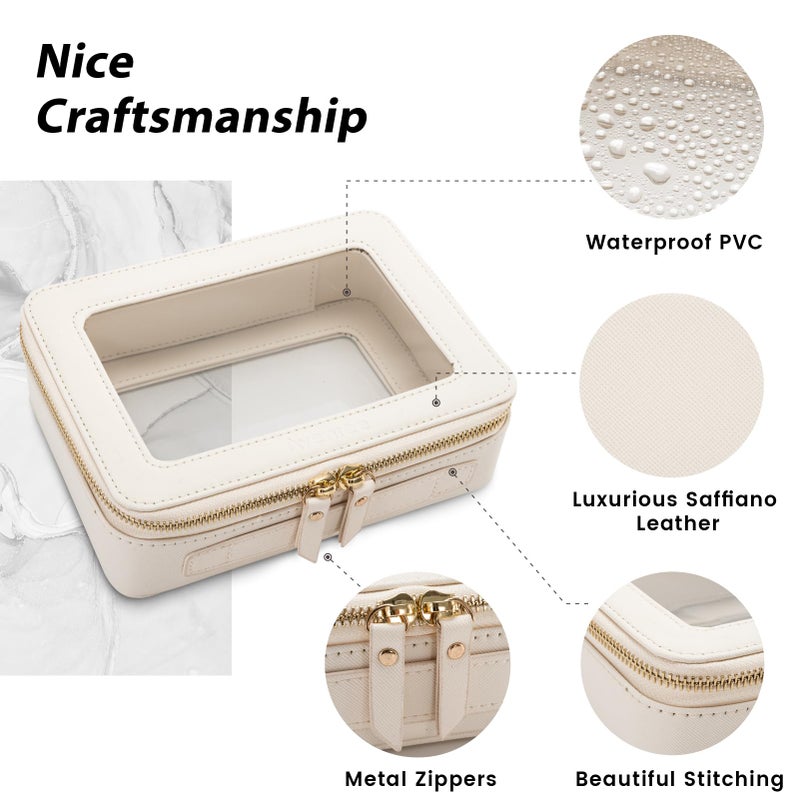 Aveniee Clear Makeup Bag Organizer,Large Travel Toiletry Bag for Women, Waterproof Cosmetic Pouch with Zippers,Car Organizers and Storage Case for Accessories,White - Image 2