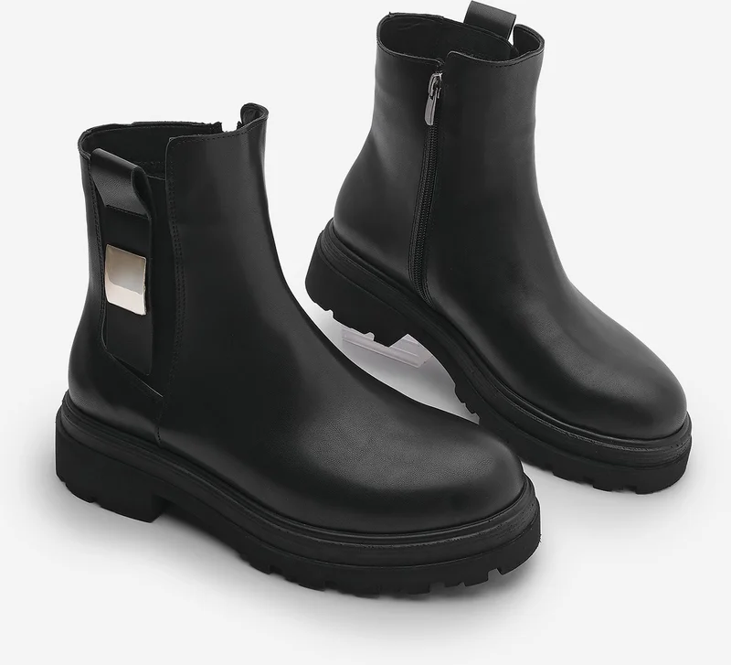 مارجين Women's Thick Sole Buckled Zippered Casual Boots Bovertun