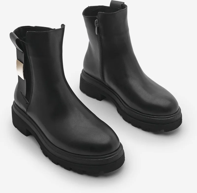 مارجين Women's Thick Sole Buckled Zippered Casual Boots Bovertun