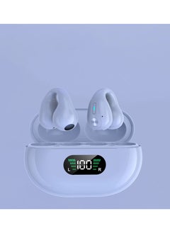 TWS Q80 Wireless Headphones Bluetooth 5.3 Bone Conduction Earphones Earclip Design Touch Control LED Earbuds Sports Headsets (White)