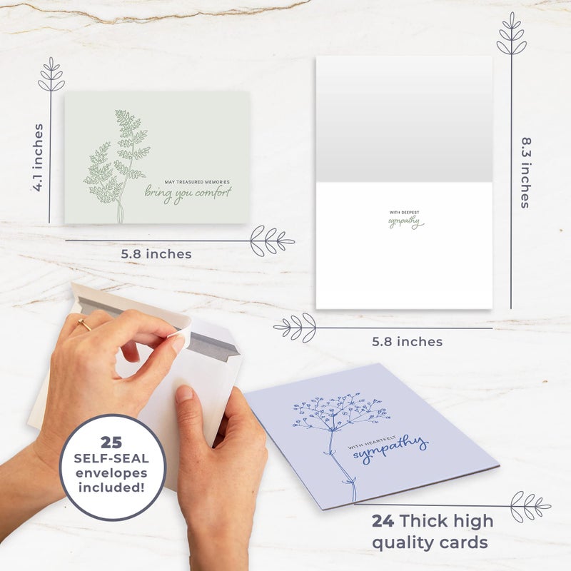 Hat Acrobat Sympathy Cards with Envelopes - 24 Sympathy Cards with Sentimental Designs and Thoughtful Messages - 4 Unique Condolences Card Designs in a Sympathy Cards Assortment Box with Envelopes (Pastel) - Image 3