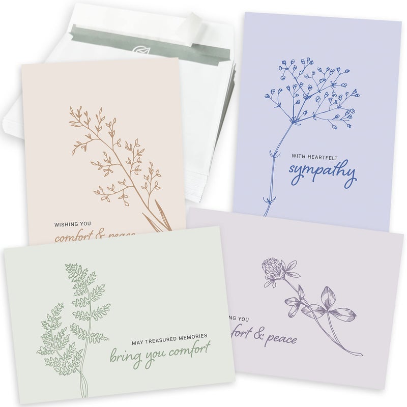 Hat Acrobat Sympathy Cards with Envelopes - 24 Sympathy Cards with Sentimental Designs and Thoughtful Messages - 4 Unique Condolences Card Designs in a Sympathy Cards Assortment Box with Envelopes (Pastel) - Image 1