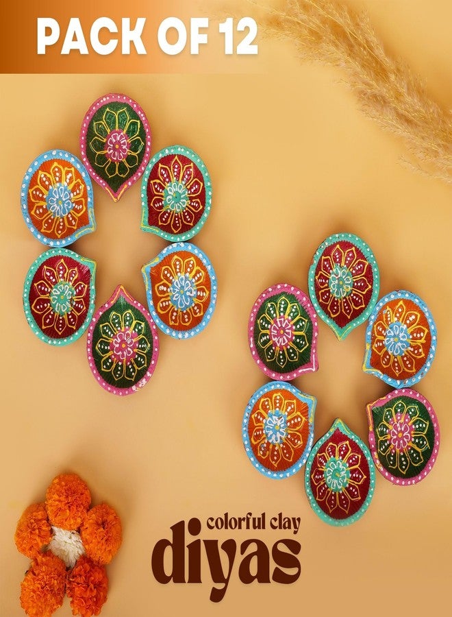 Hashcart Diwali Diyas Clay Diya Diyas for Pooja [ Pack of 12 ] Indian Puja Oil Lamp Diwali Puja - Diwali Decoration Indian Diwali Return Gifts Home Decor Handmade Clay Diyas with Cotton Wicks ® - Image 2
