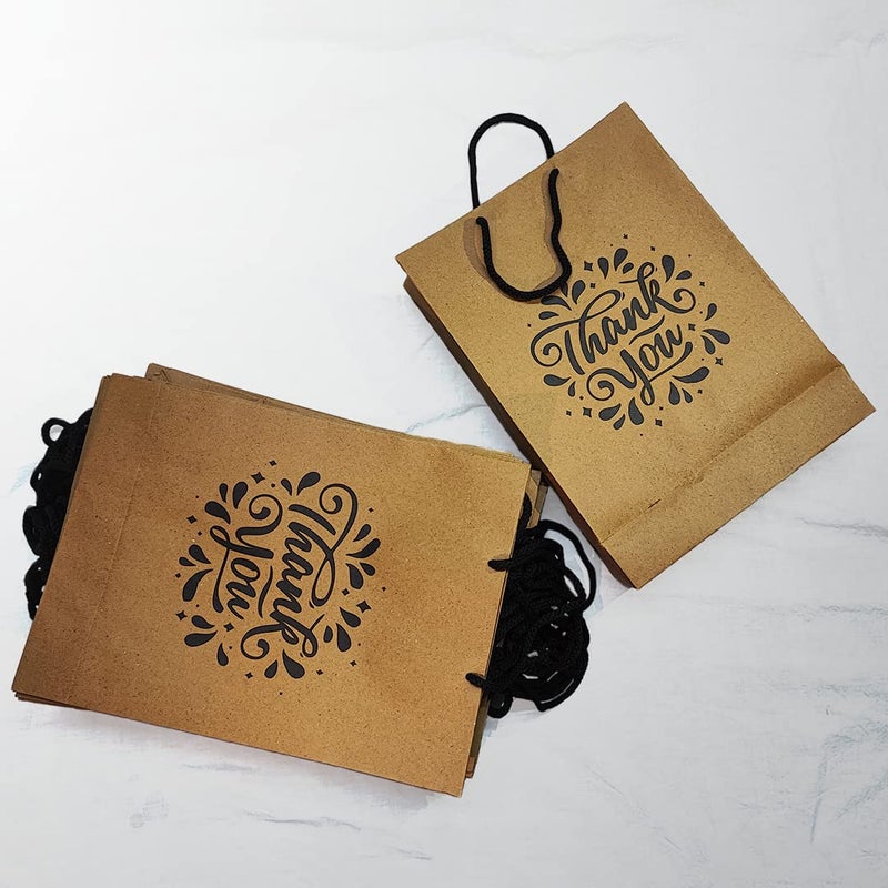 Suffix Retail ® (Pack of 20) Brown Paper Thank You Gift Bags with Braided Cotton Handles (12X8.7X3 inches) - Image 4