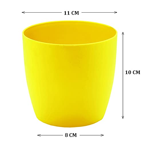 garbnoire Gardening Flower Pots - 4.4 Inch Plastic Flower Pots | Modern Decorative Indoor Outdoor Planters/Pots - Pack of (Yellow, 10) - Image 5