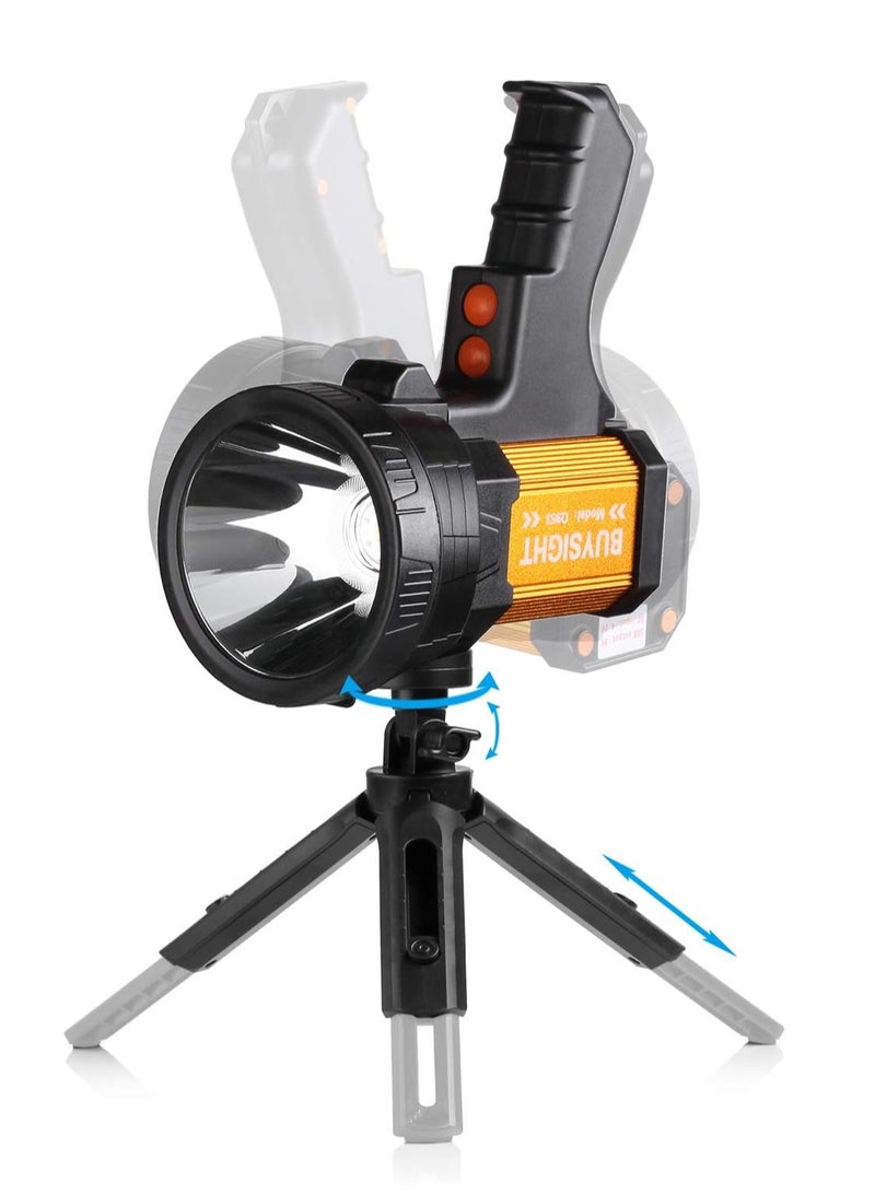 Rechargeable Spotlight, Spot Lights Handheld 1000,000 lumens Large Flashlight Handheld Spotlight Lightweight and Super Bright Flashlight (Aluminium Alloy Golden) - Image 5