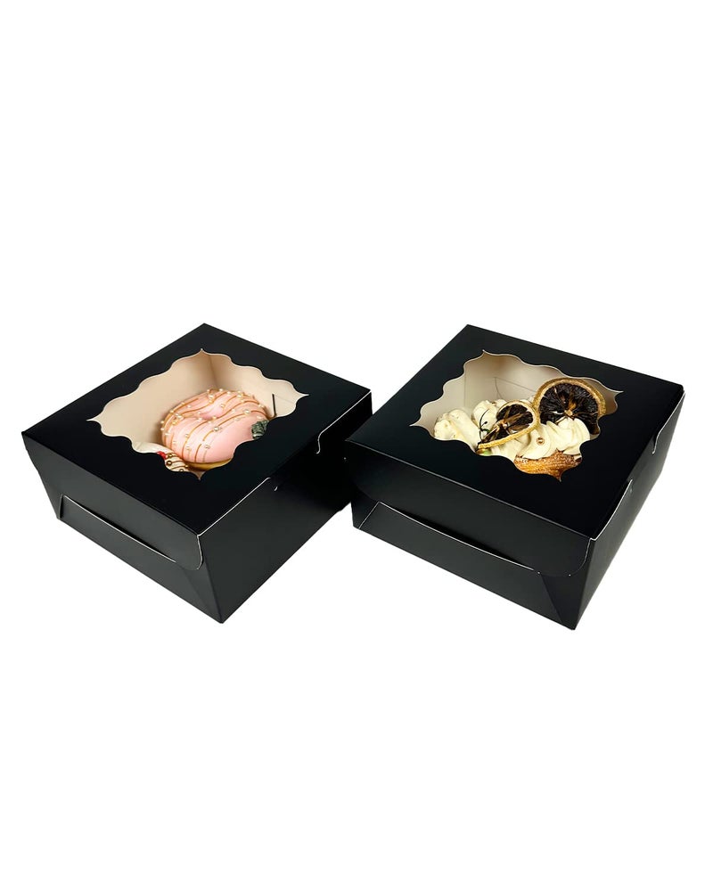 Bakepacker Black 30-Packs Bakery Boxes with Window 6x6x3 inches Thick & Sturdy Macaroon Pastry Boxes Cookie Boxes for Bakerys - Image 5
