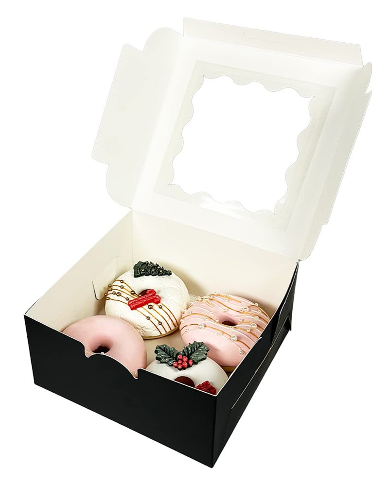 Bakepacker Black 30-Packs Bakery Boxes with Window 6x6x3 inches Thick & Sturdy Macaroon Pastry Boxes Cookie Boxes for Bakerys - Image 4