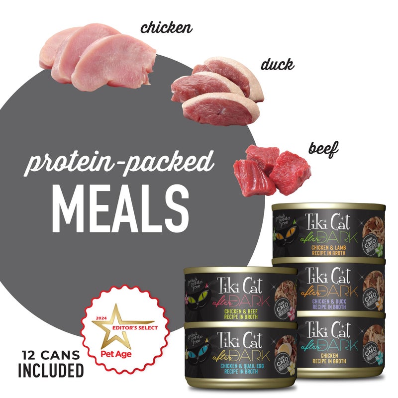 Tiki Cat After Dark, Variety Pack, High-Protein and 100% Non-GMO Ingredients, Wet Cat Food for Adult Cats, 2.8 oz. Cans (Pack of 12) - Image 4