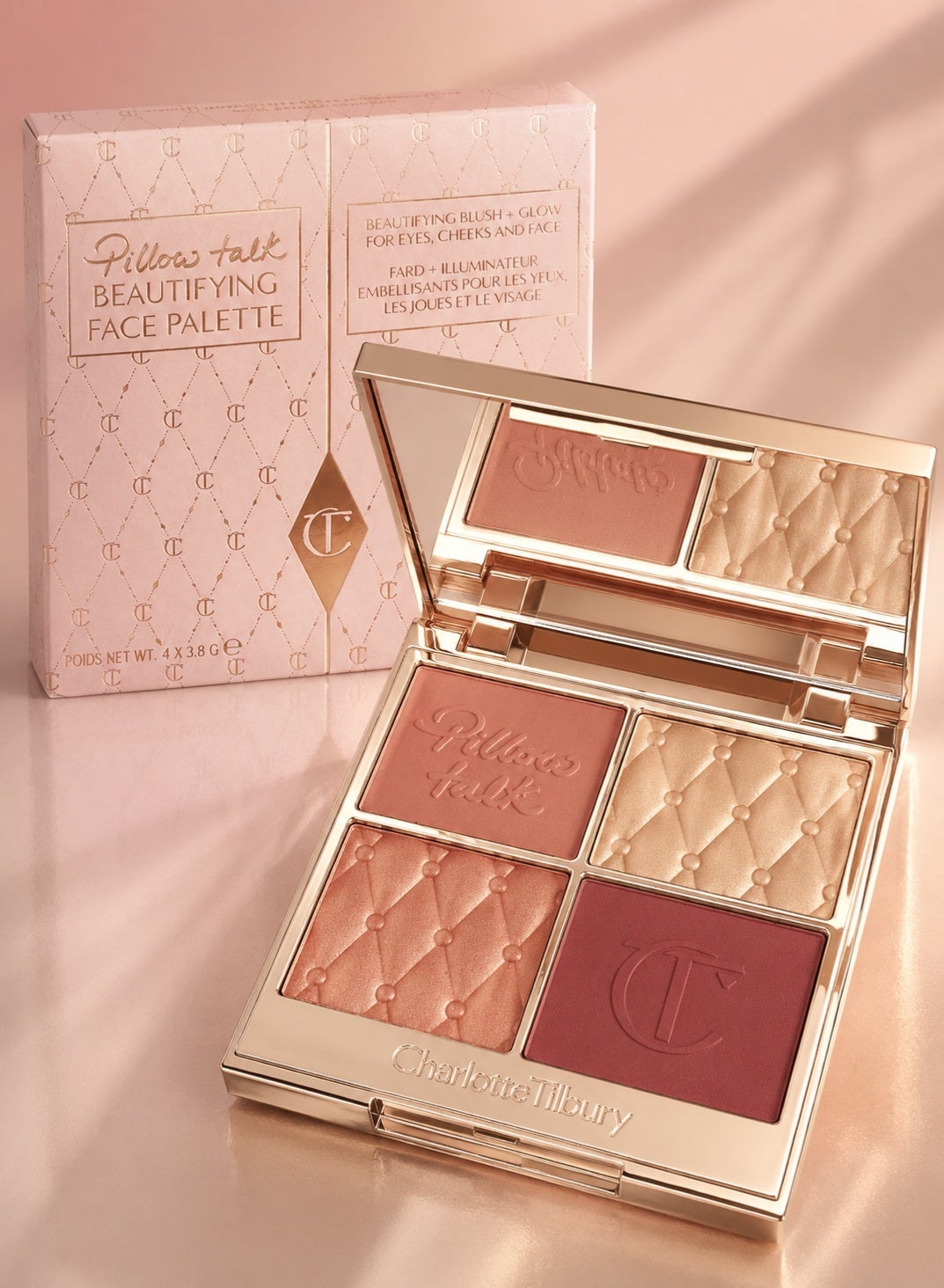 Charlotte Tilbury Pillow Talk Beautifying Face Palette Medium Deep 4 Shade Blush And Glow Palette For Eyes Cheeks And Face
