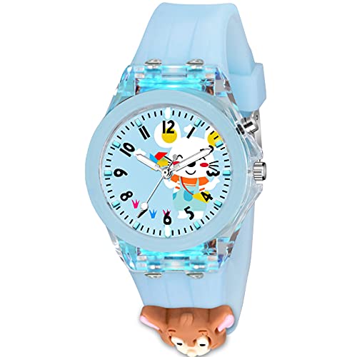 SWADESI STUFF Cute Cartoon Multi Color Lights Rubber Strap Kid Analog Watch For Girls (Mouse), Multi-Color Dial, Multi-Color Band - Image 1