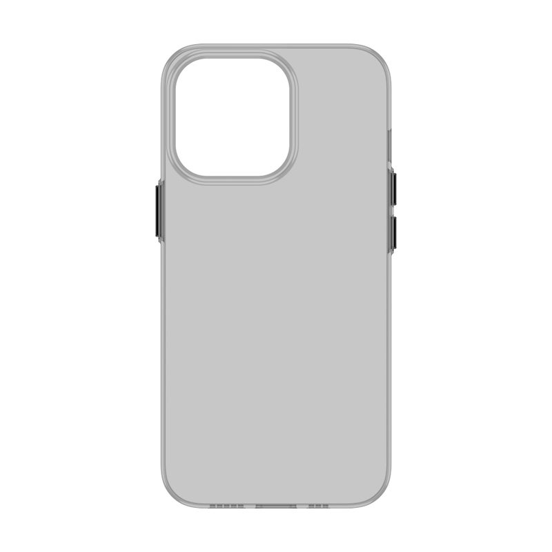 HuHa Protective Cover For iPhone 14 Plus Transparent PC Metal Button Phone Case (Transparent Black) - Image 1