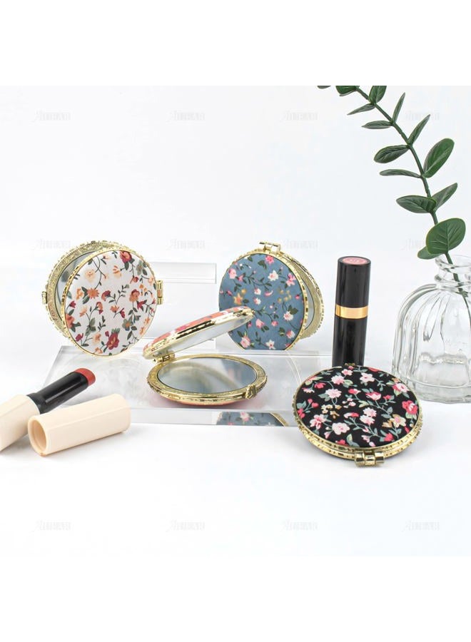 AUEAR , 4 Pack Retro Floral Makeup Compact Small Pocket Purse Mirrors Beauty Handheld Folding Portable Travel for Women Lady - Image 4
